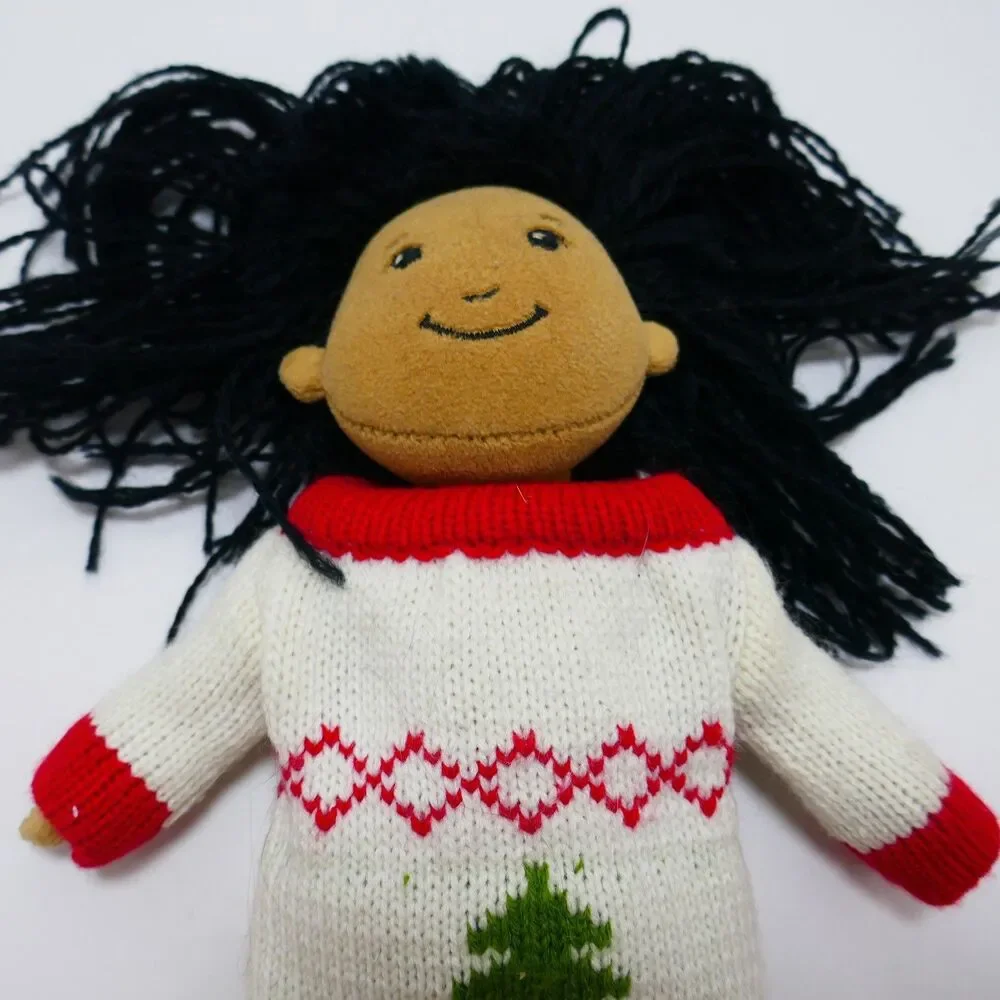 Groovy Girls Plush Doll Black Hair Christmas Sweater Orange Shoes